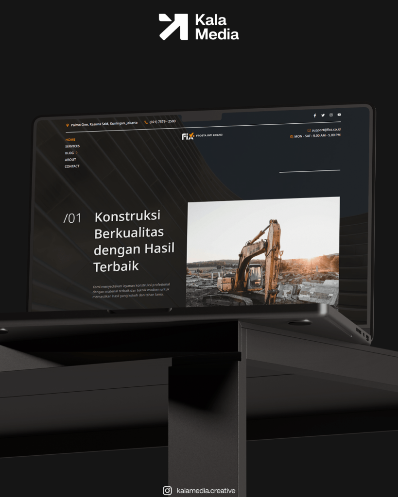 Website PT Frosta Inti Kreasi dengan identitas visual yang modern dan profesional.