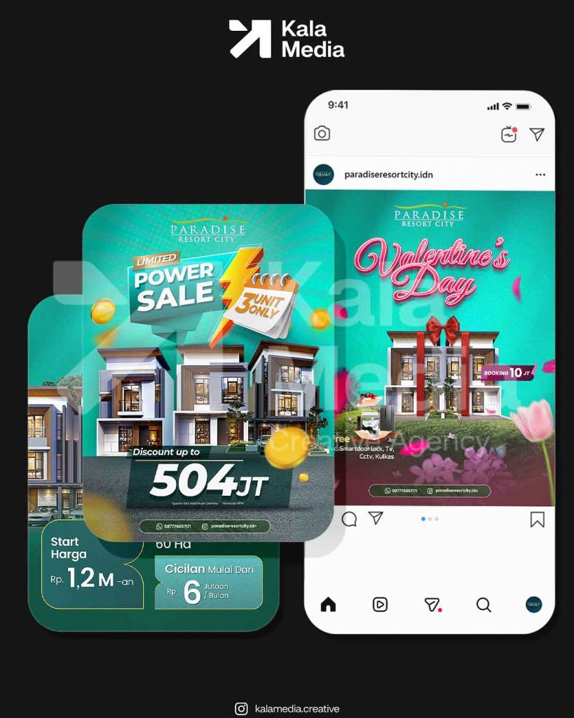 Konten Instagram Paradise Resort City dengan desain visual yang menarik dan informatif.